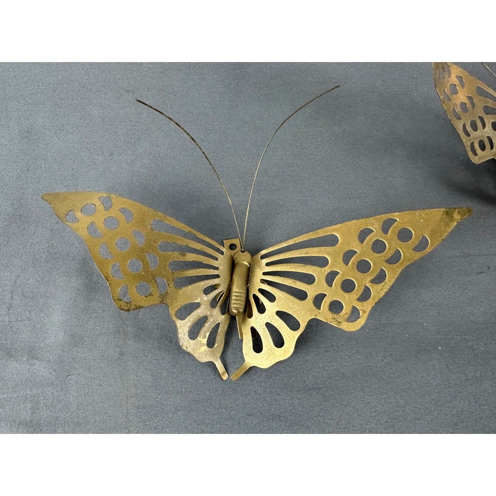 Vintage MCM Brass Butterfly Wall Decor – Set of 2 - Picture 4 of 6